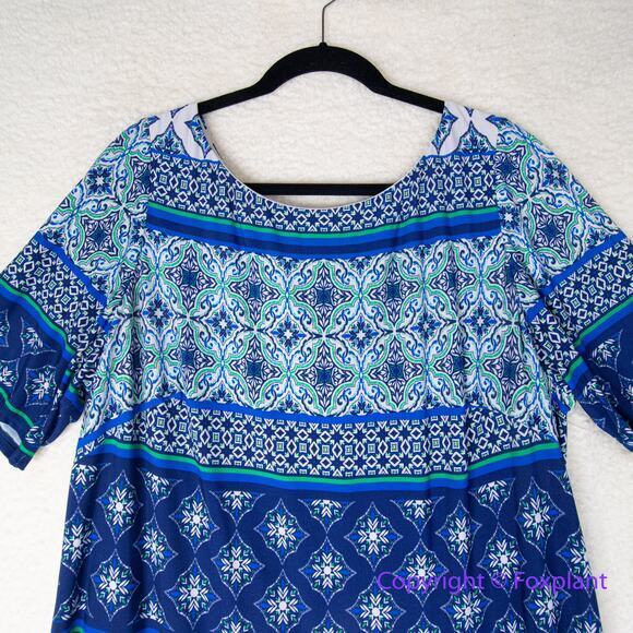 Eliza J Geo Striped Knit Dress blue gold‎ zipper, plus size 18W - Picture 3 of 12